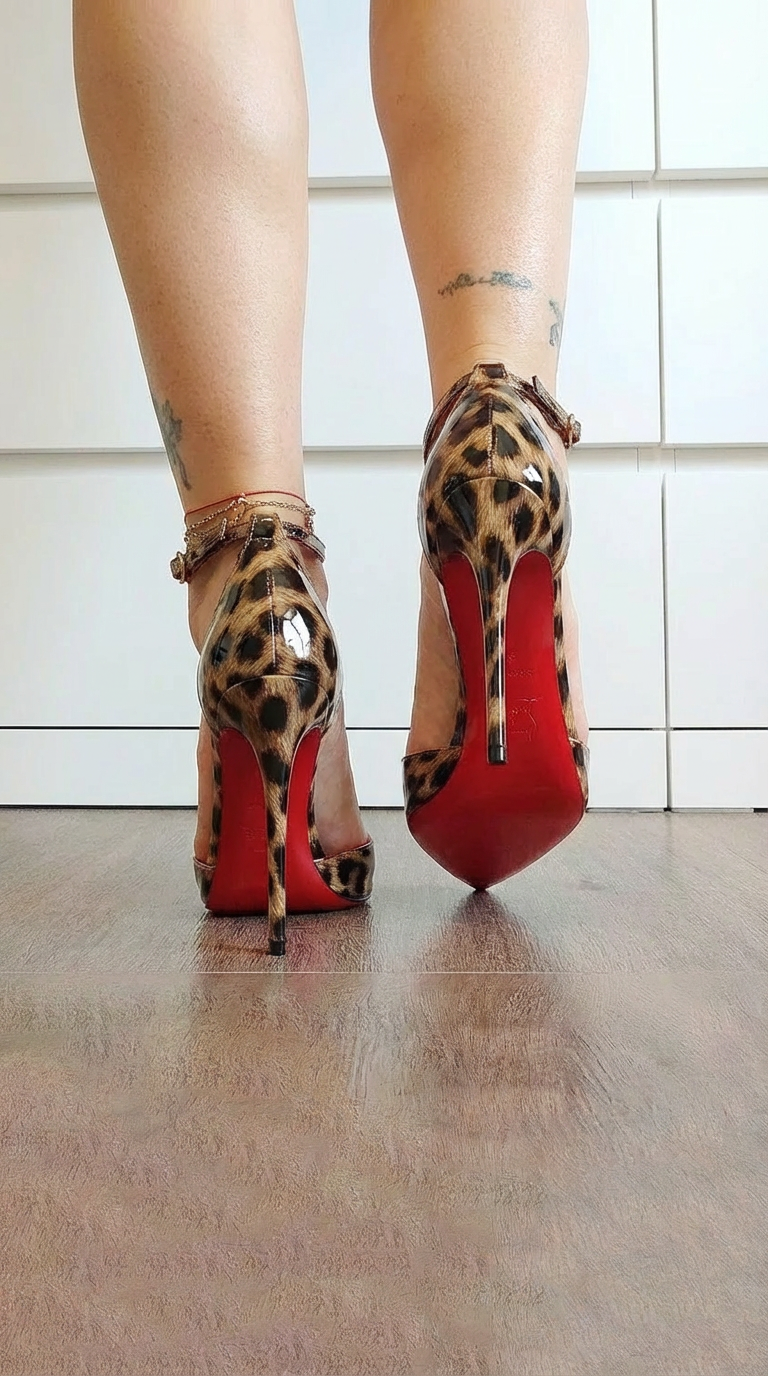 Heels with animal print and red details