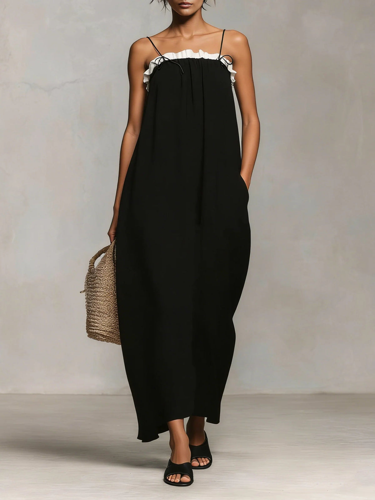 Mirelle | Maxi Dress with Colour Blocks and Spaghetti Straps