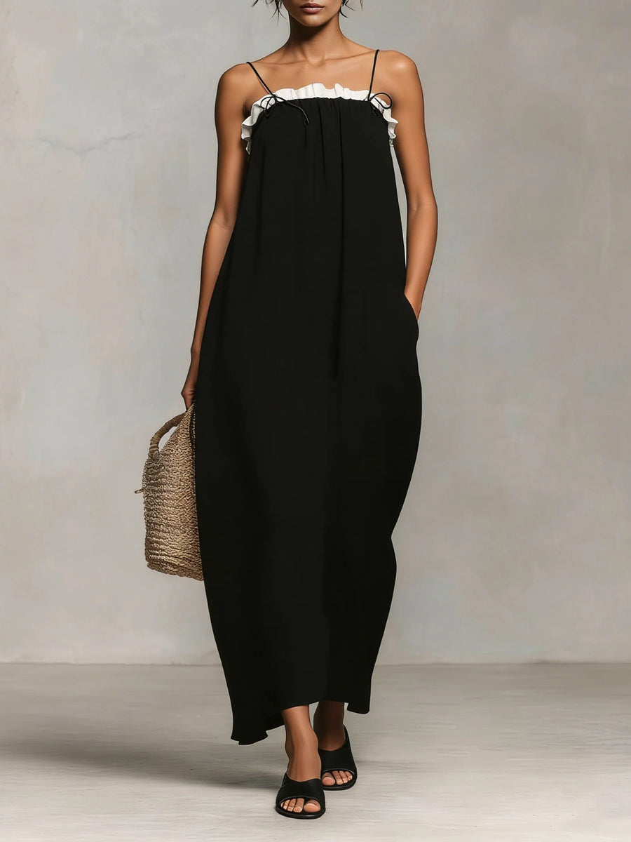 Mirelle | Maxi Dress with Colour Blocks and Spaghetti Straps