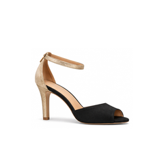 Brooke | Peep-Toe Metallic Strap Heels