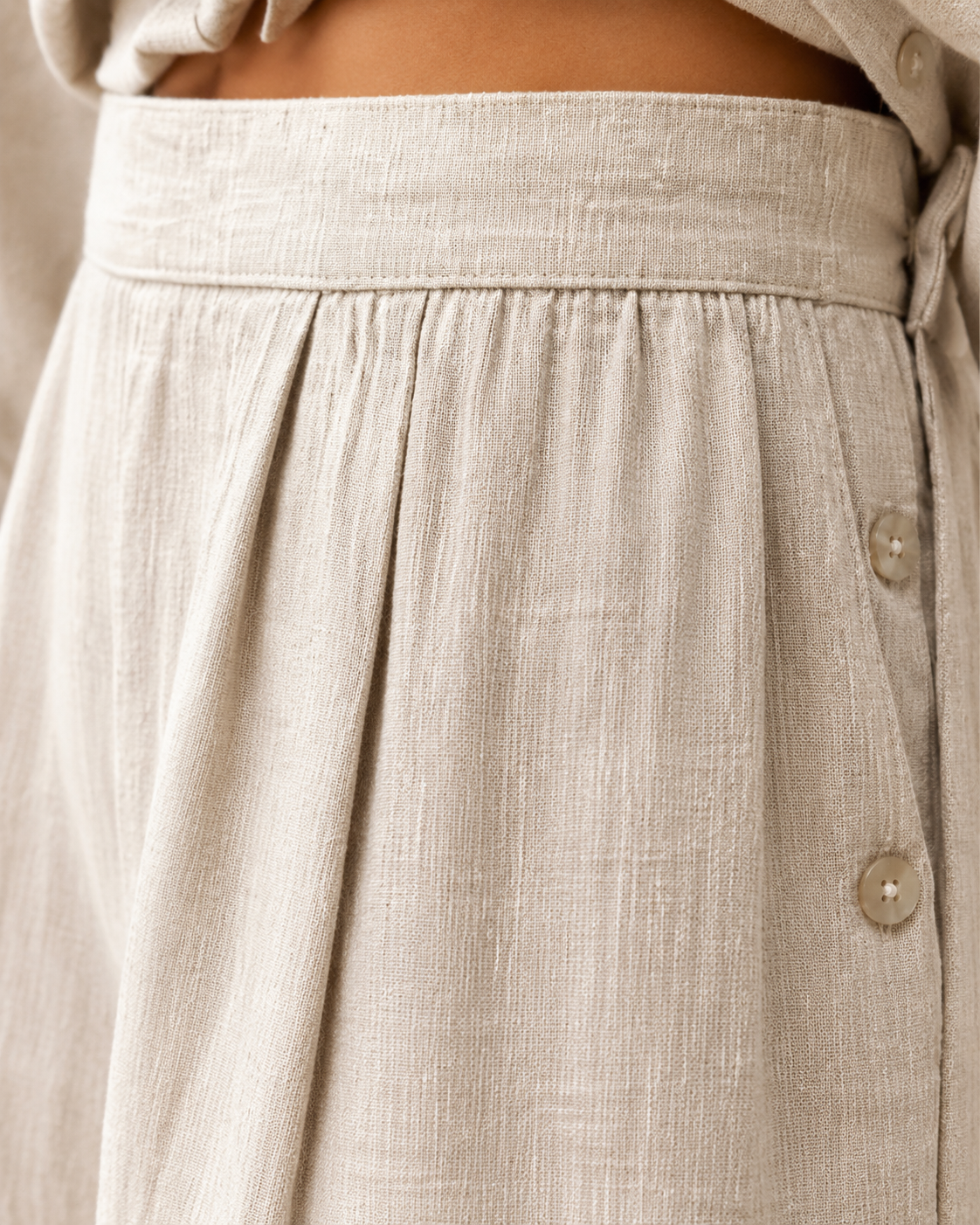 Cotton Linen Shirt & Wide-Leg Pants Set