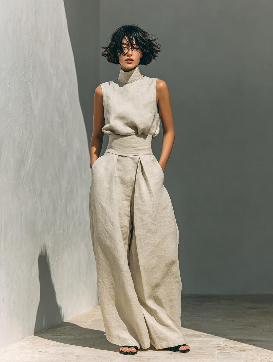 Venancia™ | Minimalist Top and Wide Leg Trousers Set