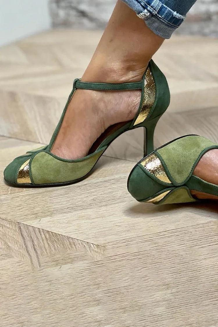 Tegan | Colour-Block T-Bar Pumps