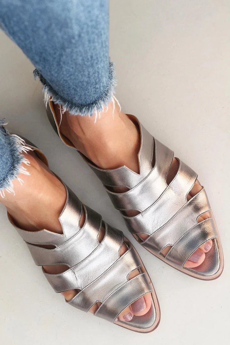 Open-toe and cut-out ballet flats, slip-on, casual