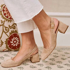 Essential Block Heel Slingbacks with Square Toe and Buckle