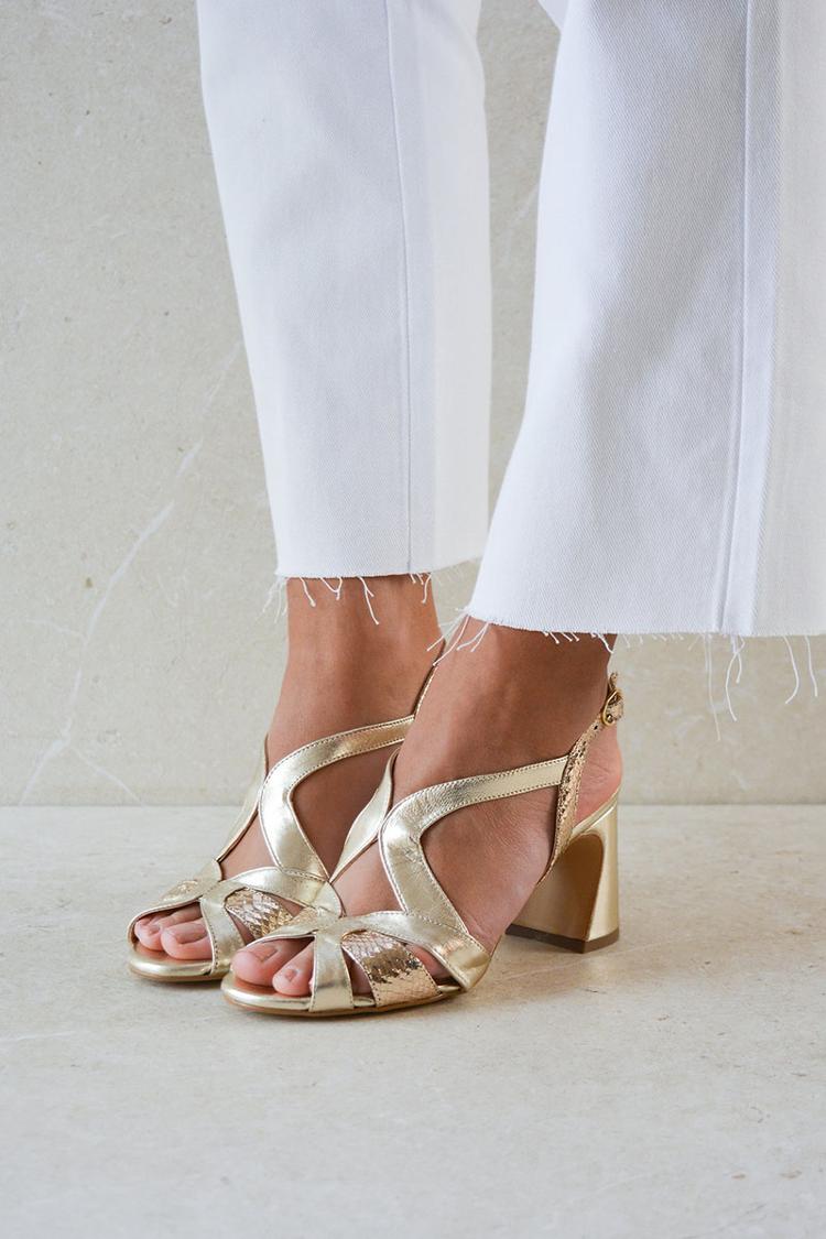 Wide cut-out peep toe heels with irregular design