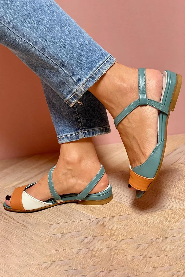 Quilted Colour Block Peep Toe Slingback Sandals