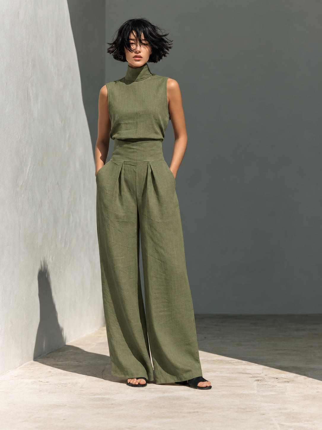 Venancia | Minimalist Top and Wide Leg Trousers Set
