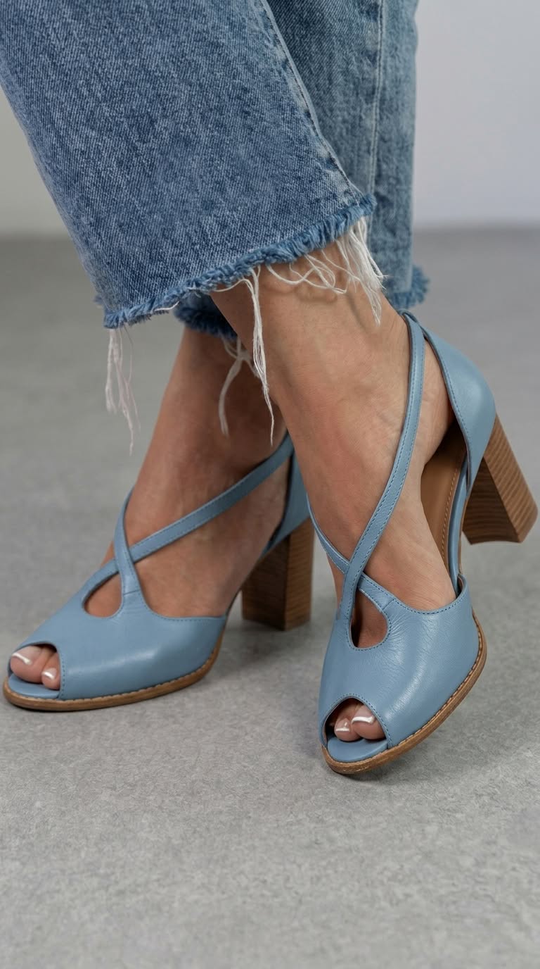 Elegant Powder Pink and Pink Open-Toe Sandals with Crossed Straps and Block Heel