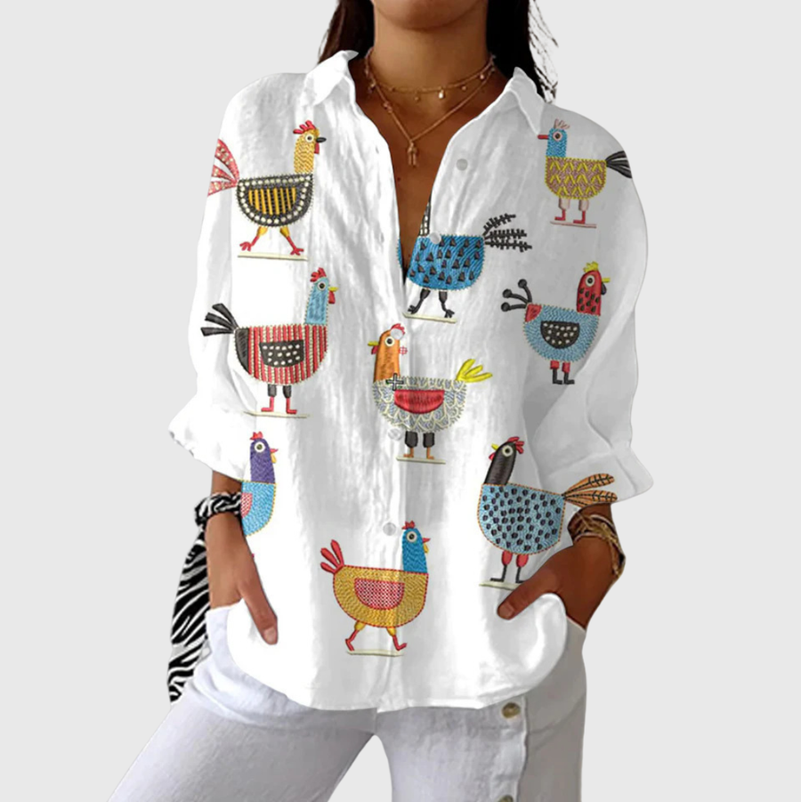 Dieneke light blouse with colourful print