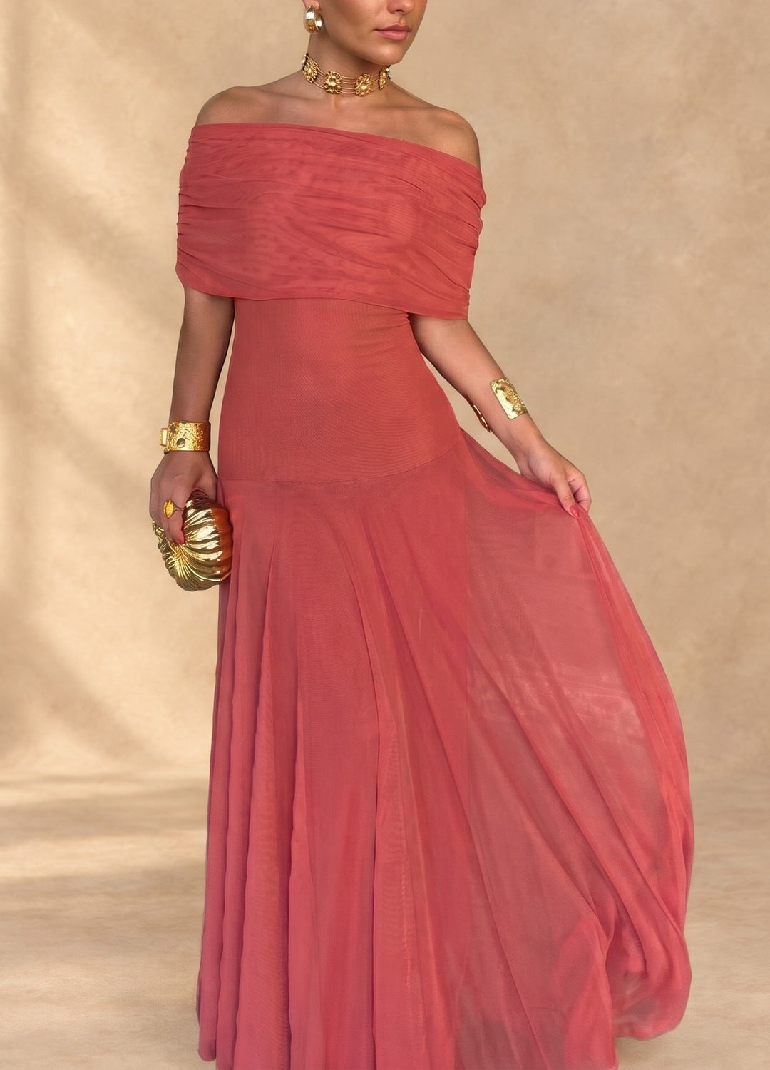 Kimberley | Off-Shoulder Tulle Maxi Dress