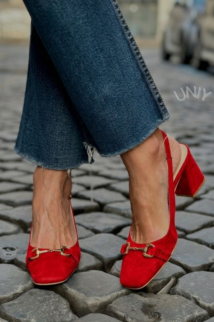 Olive Suede Block Heel Slingbacks