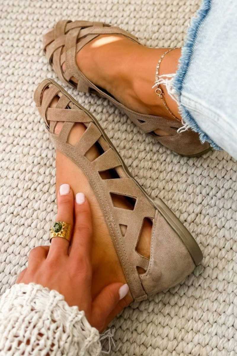 Casual Low Open Toe Woven Sandals with Crossed Straps