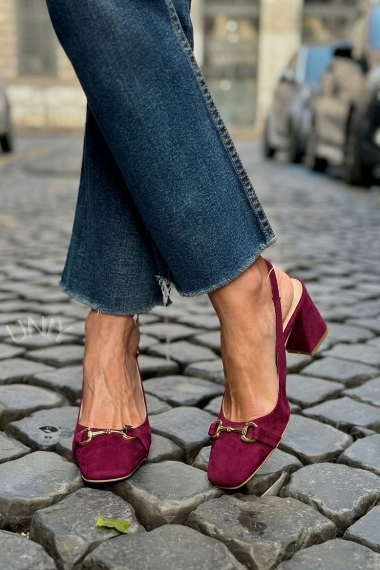 Olive Suede Block Heel Slingbacks