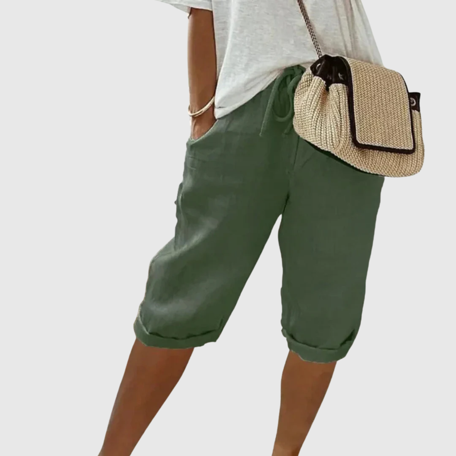 Fenley | Linen Drawstring Capri Shorts