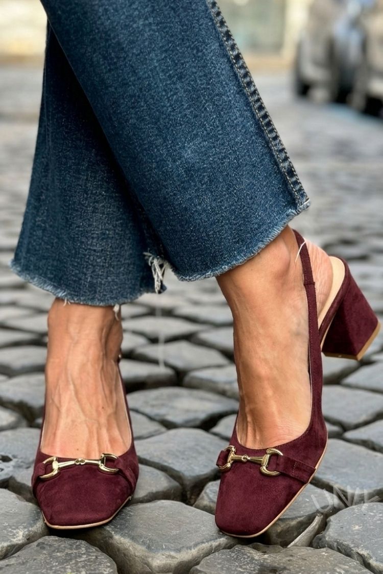 Olive Suede Block Heel Slingbacks