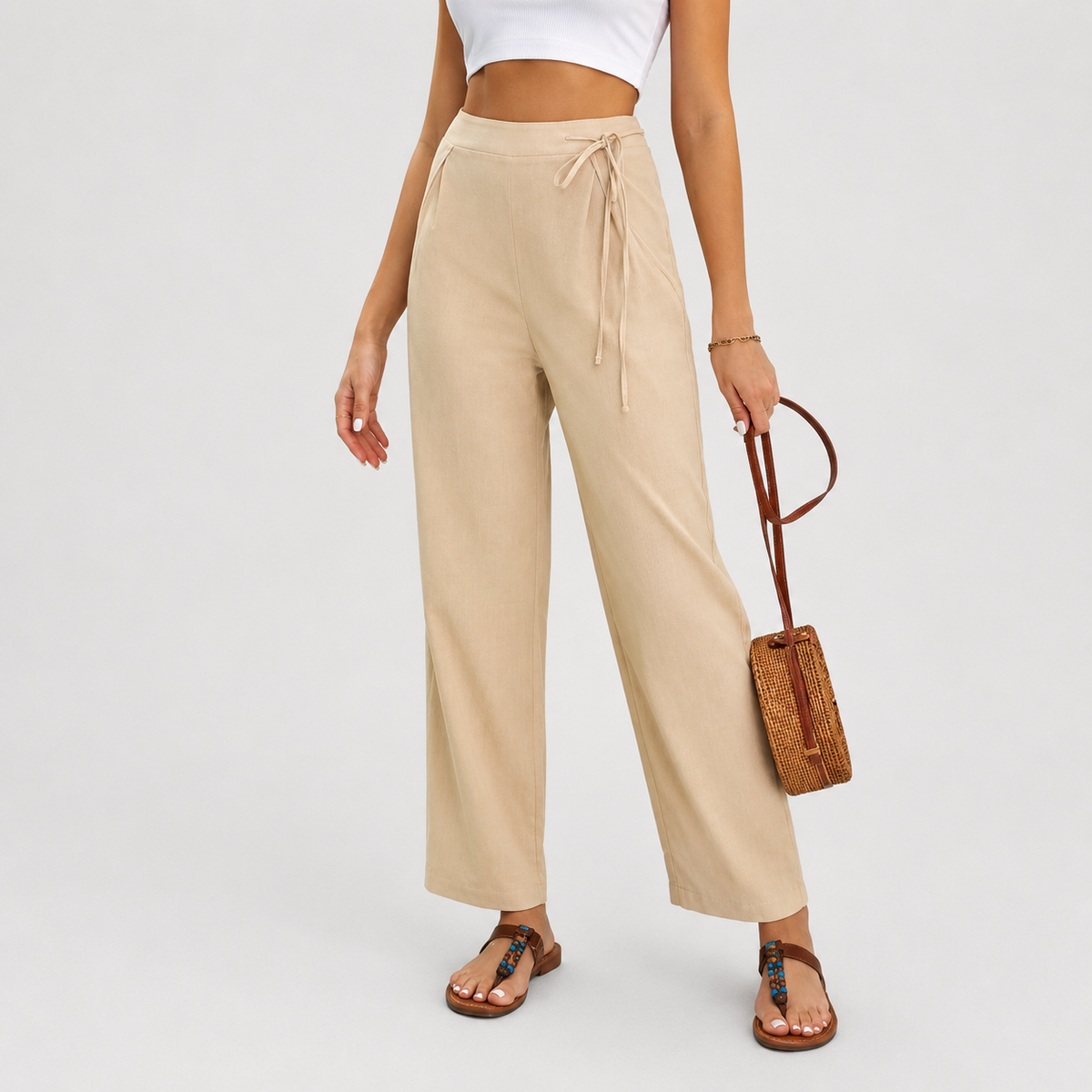 Sabby wide trousers with high knotted waist