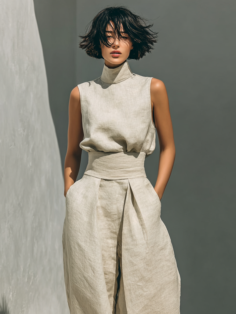 Venancia™ | Minimalist Top and Wide Leg Trousers Set
