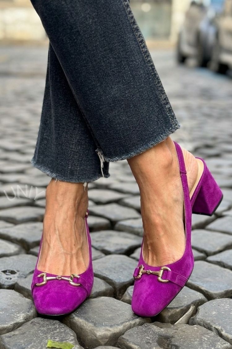 Olive Suede Block Heel Slingbacks