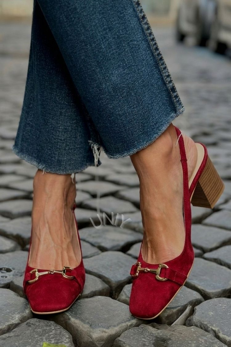 Olive Suede Block Heel Slingbacks