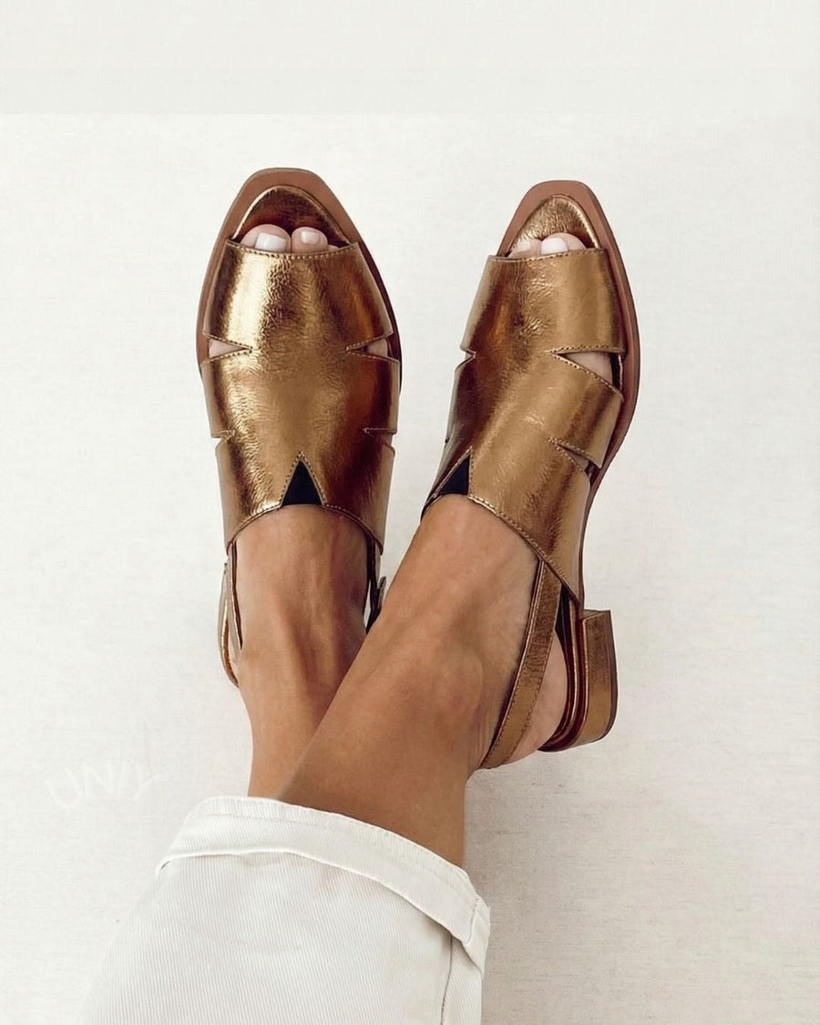 Metallic Gold Peep Toe Slingback Sandals