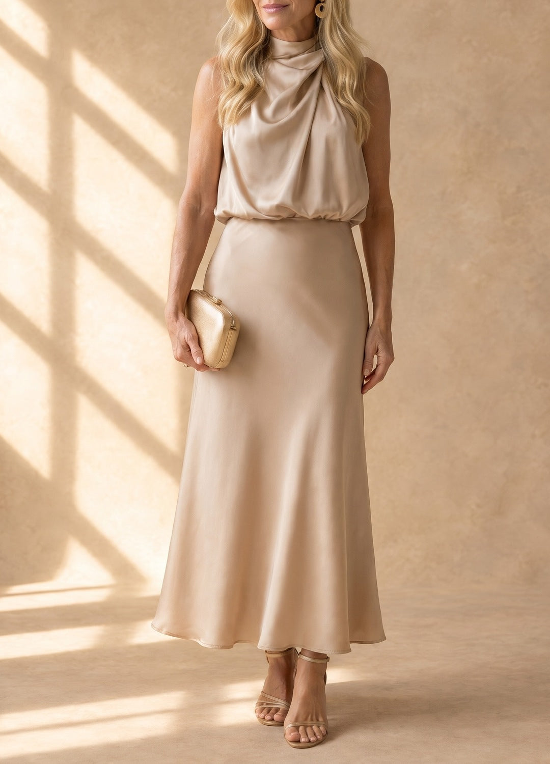 Tanya | Draped Satin Midi Dress