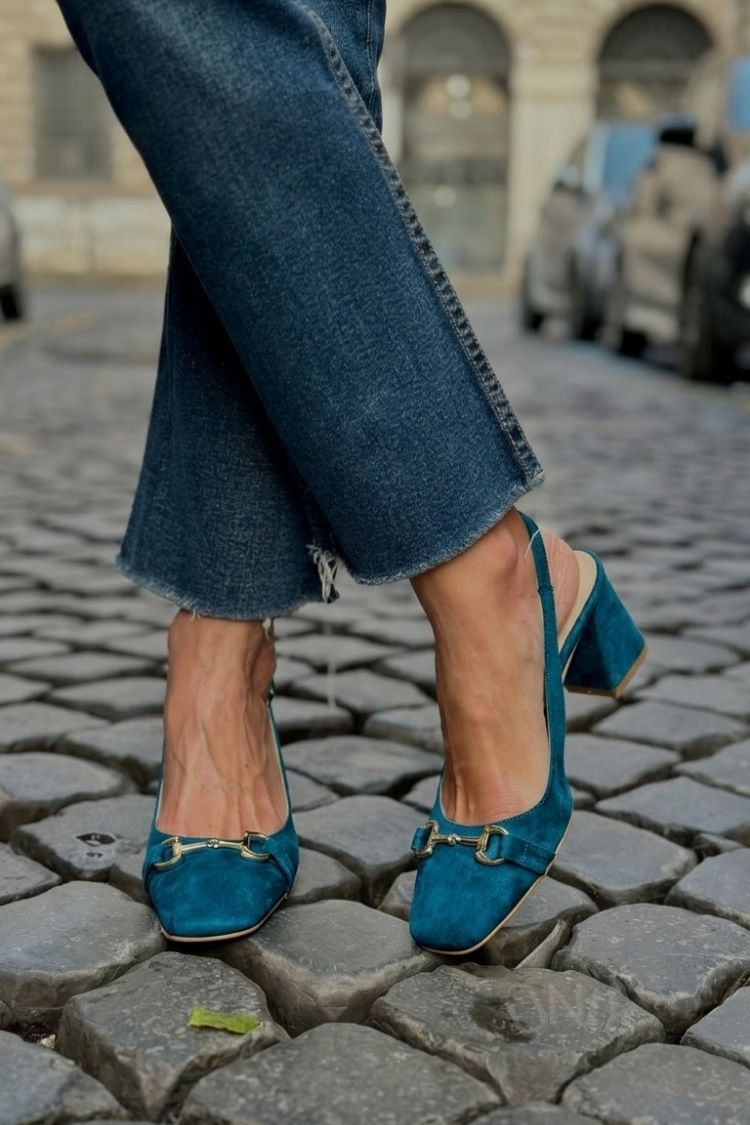 Olive Suede Block Heel Slingbacks