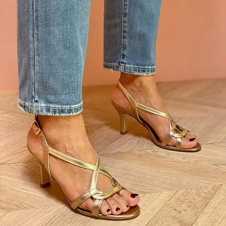 Comfortable open-toe stiletto heels with straps