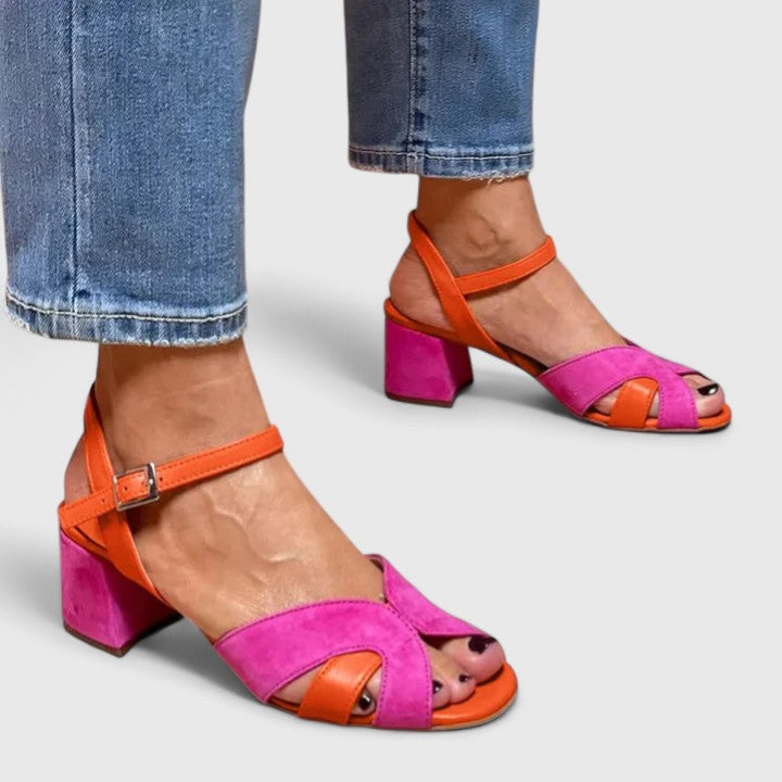Amanda | Orthopaedic Colour Block Chunky Heels