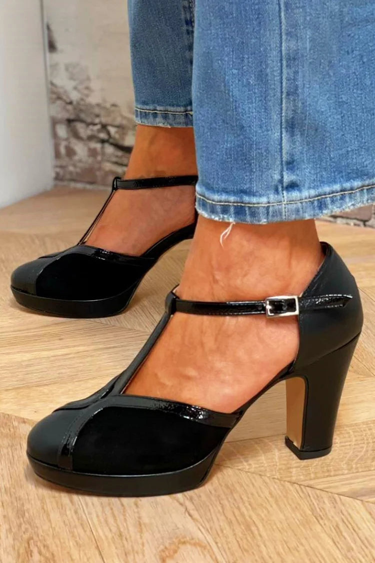 Platform Pumps with T-Strap