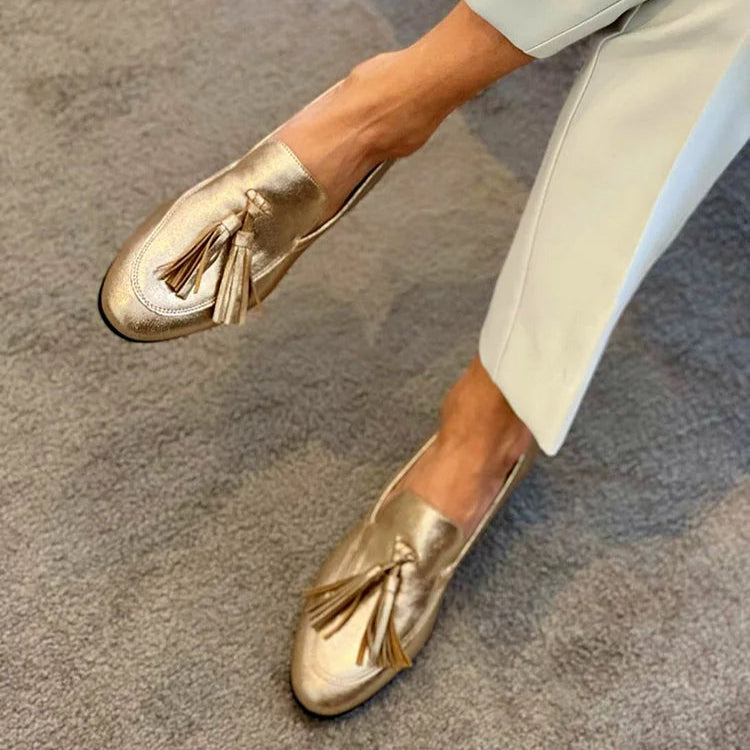 Golden Moccasins with Tassels