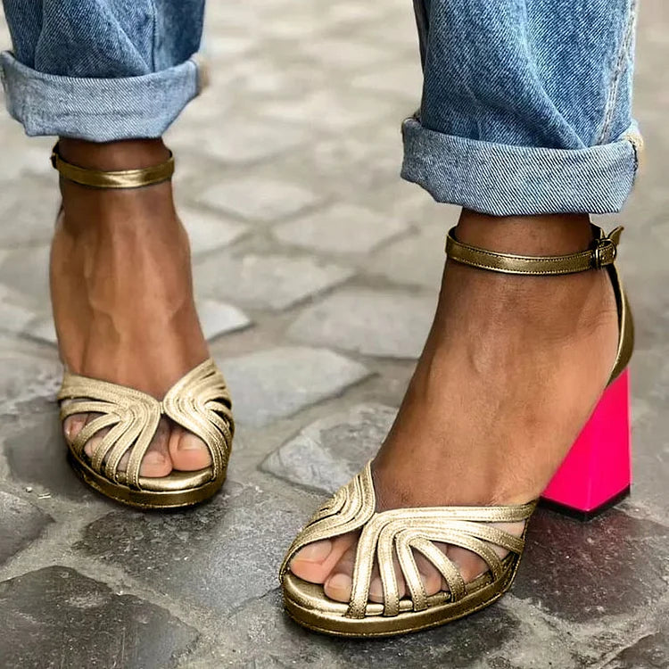 Sandals with Contrasting Heel