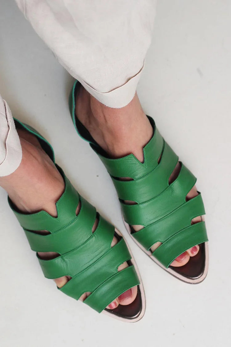 Open-toe cut-out ballet flats, slip-on, casual