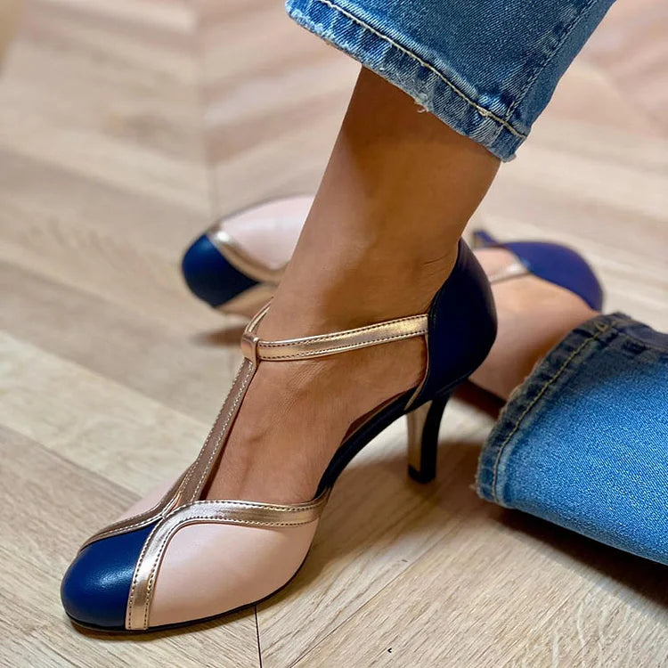 Hayley | Retro Two-Tone T-Bar Heels