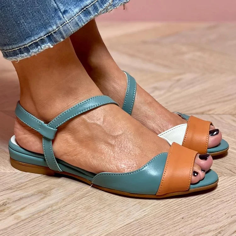 Quilted Colour Block Peep Toe Slingback Sandals