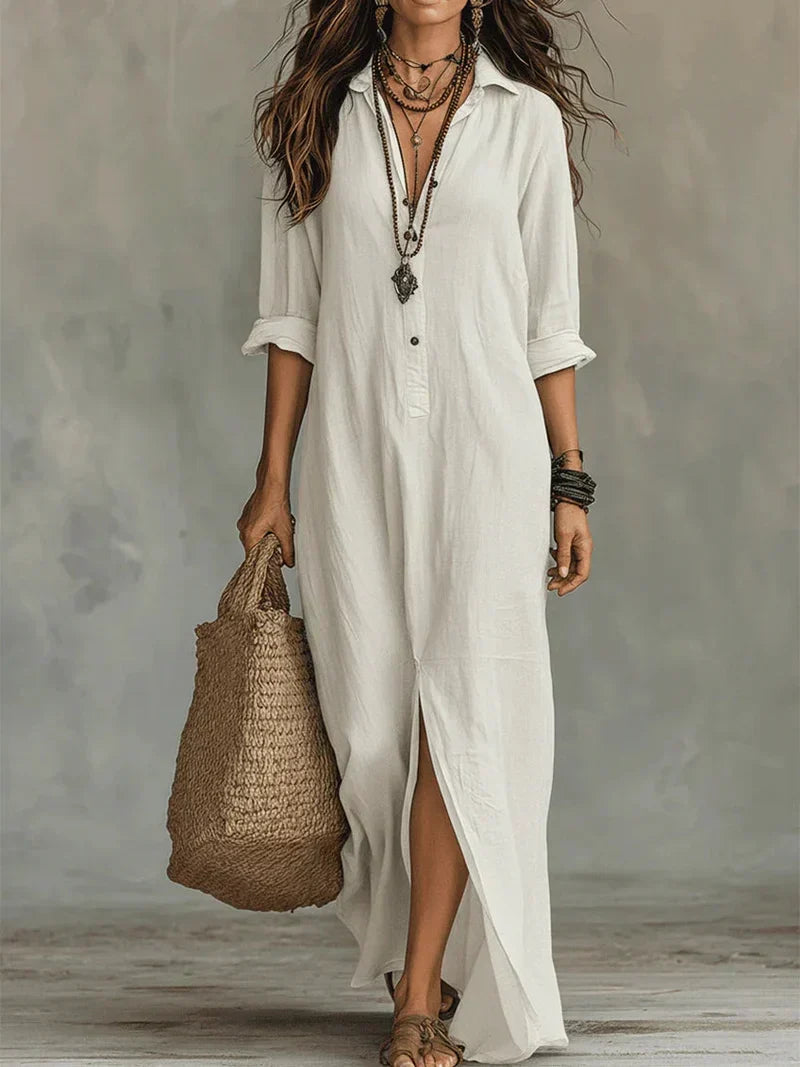Céline Black Maxi Volume Dress with Buttons