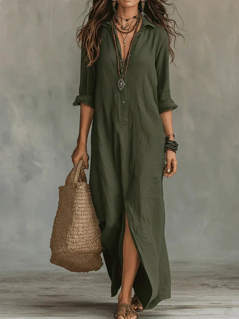 Céline Black Maxi Volume Dress with Buttons