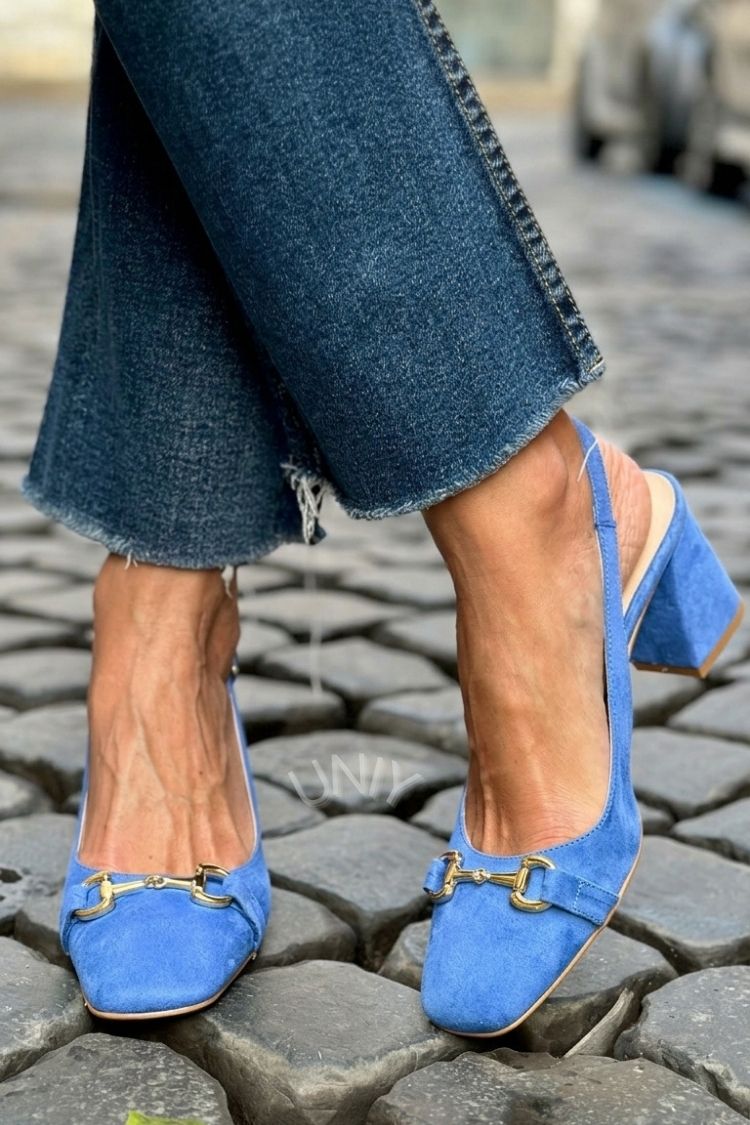 Olive Suede Block Heel Slingbacks