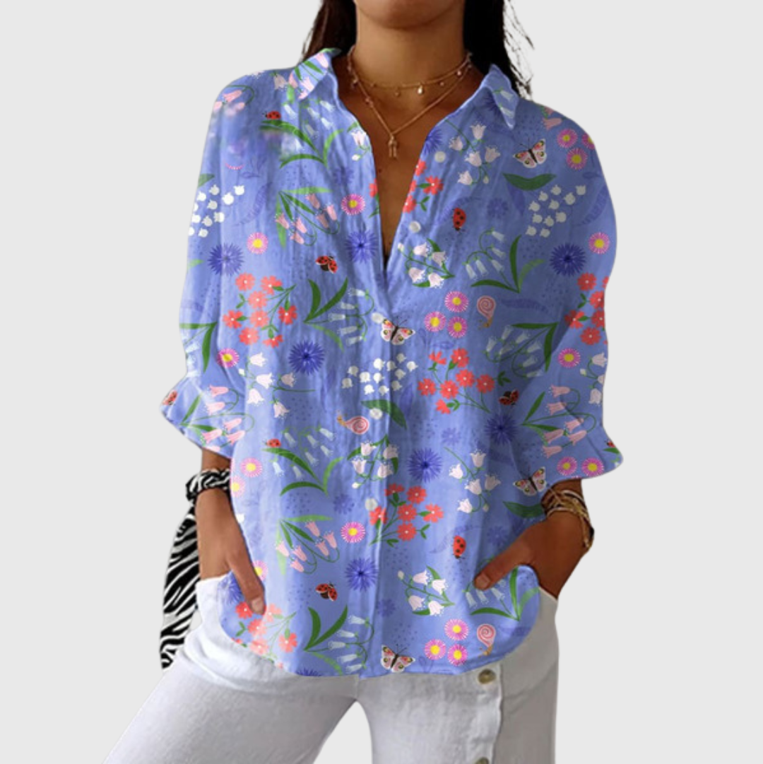 Light blouse with colourful print