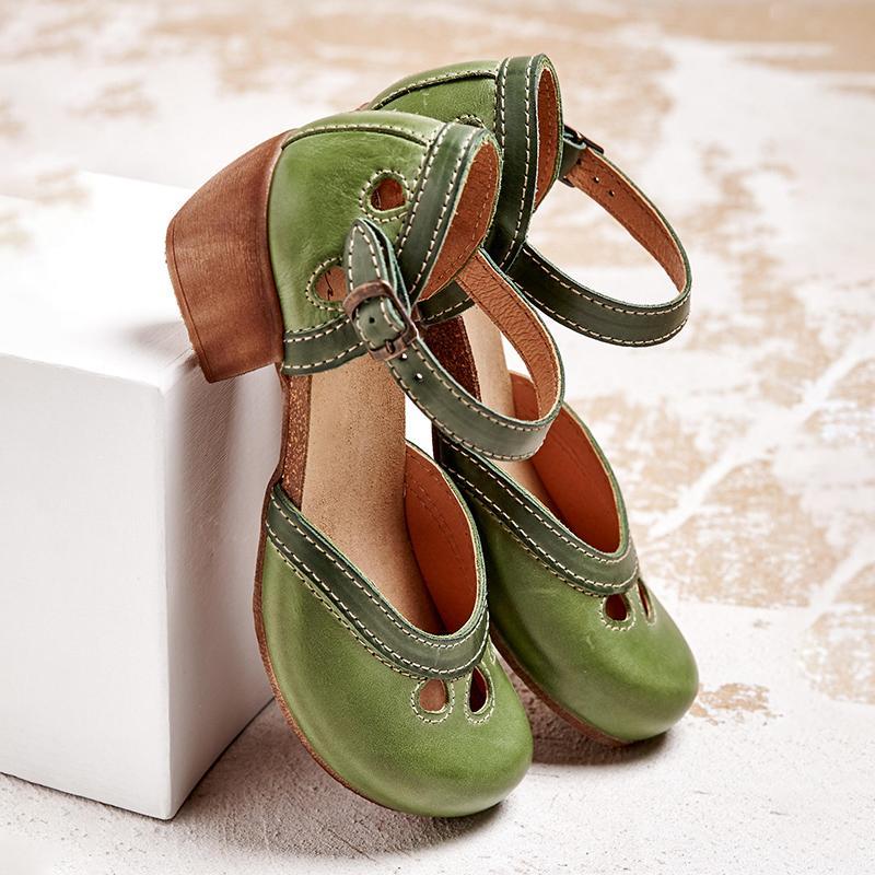 Orthotic Sandals with Wear | Cut-Out Mary Jane Block Heels