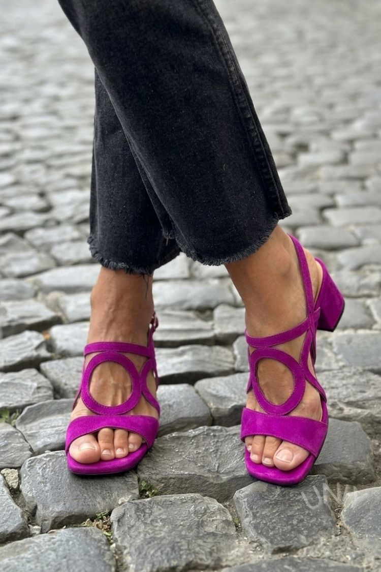 Cut-out Yellow Slingback Heeled Sandals with Square Toe