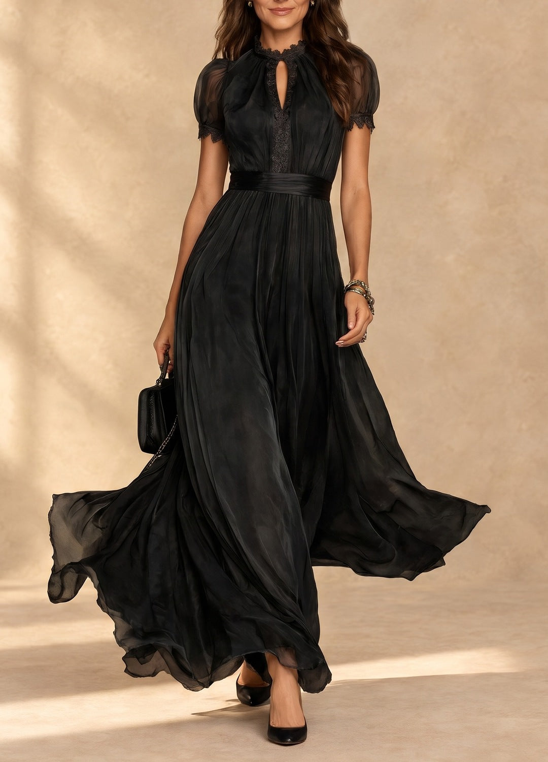 Layla | Ruffle Neck Pleated Dress