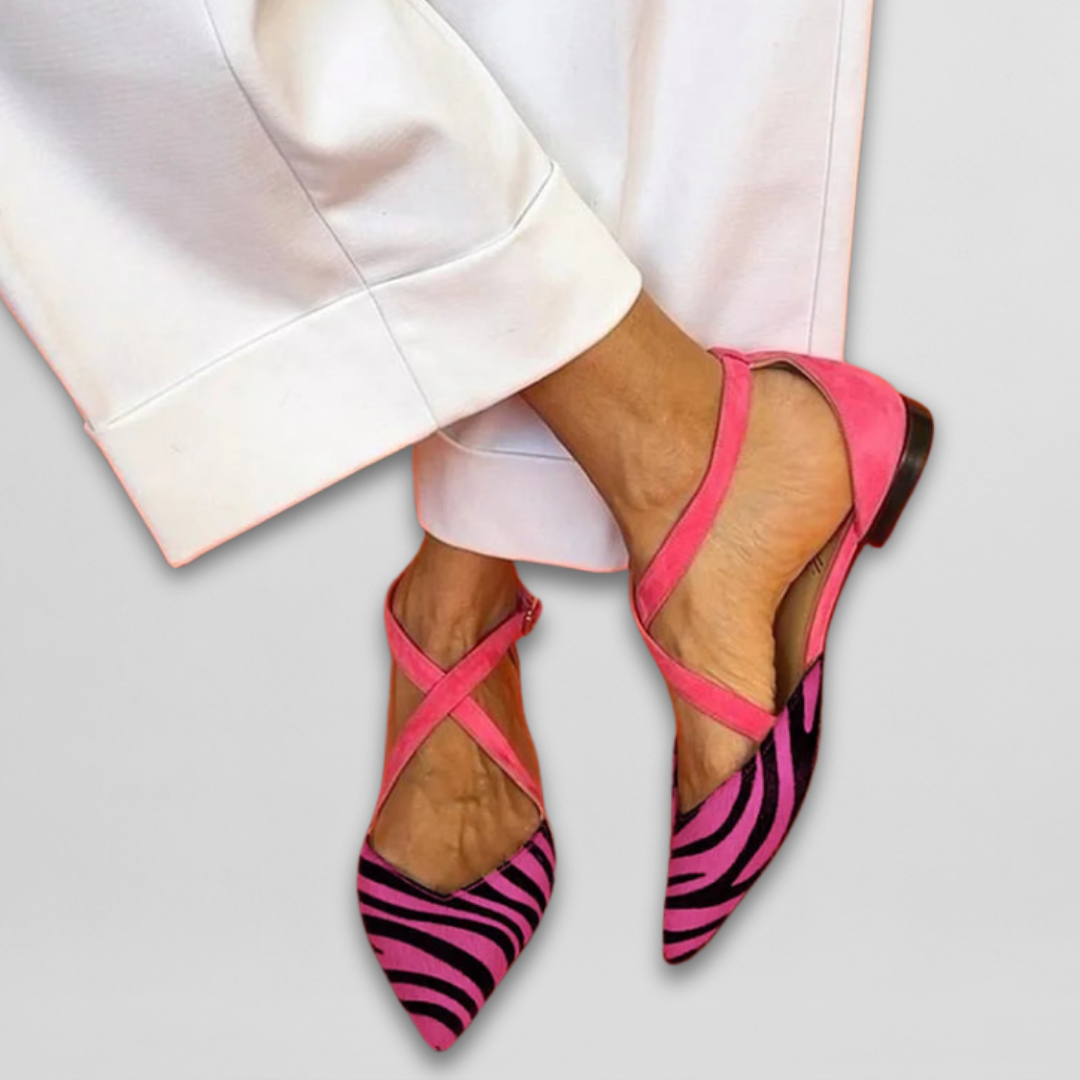 Fernanda Zebra Ballet Flats with Straps