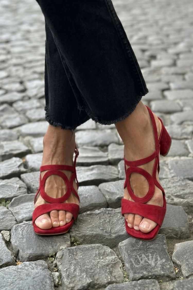 Yellow Cut-Out Slingback Heeled Sandals with Square Toe
