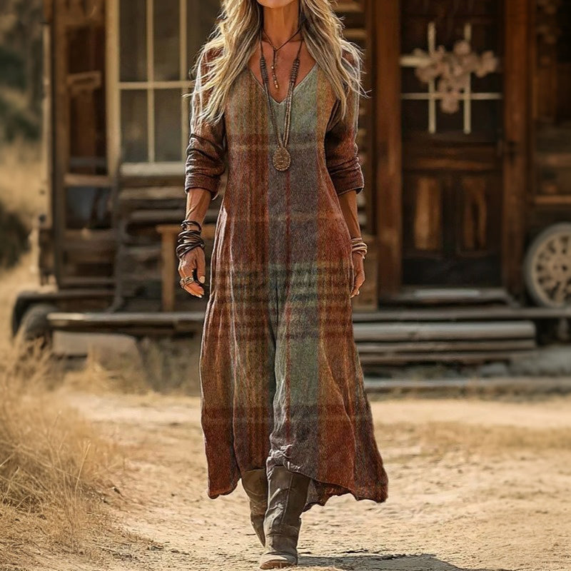 Autumn | Rustic Plaid Maxi Dress