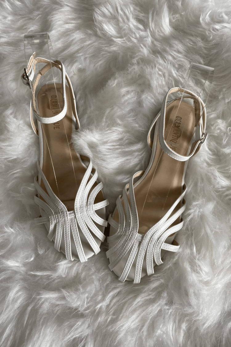 Cut-out round toe ballet flats with ankle strap