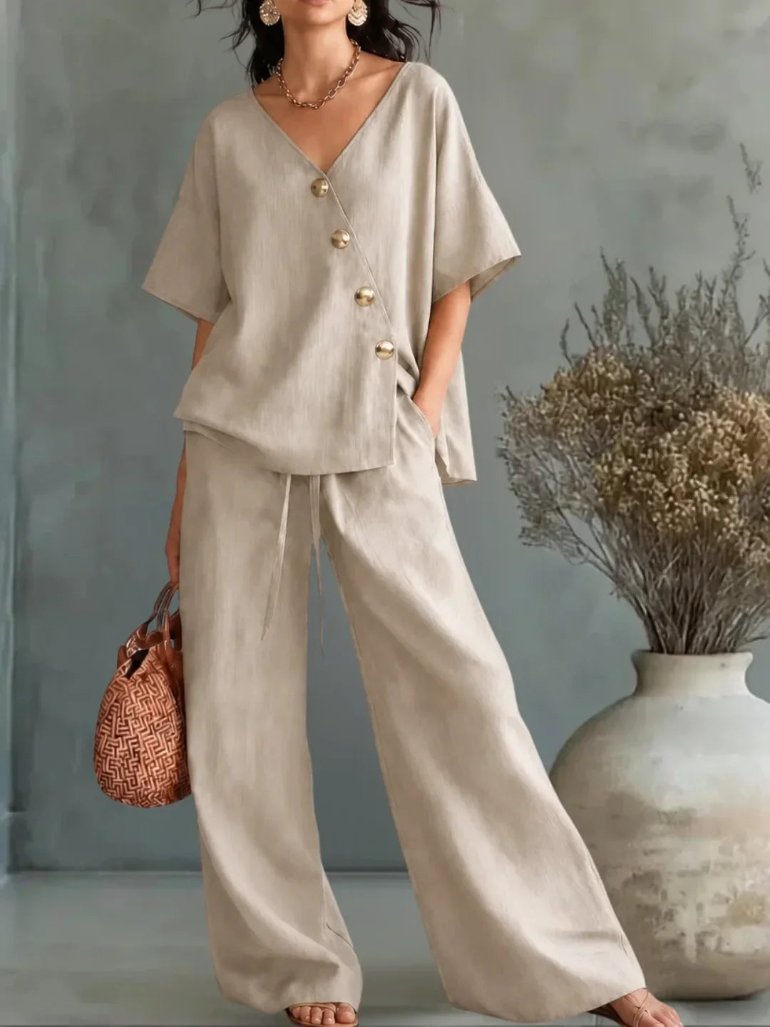 Celia Outfit with V-Neck and Buttons