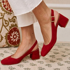 Essential Block Heel Slingbacks with Square Toe and Buckle