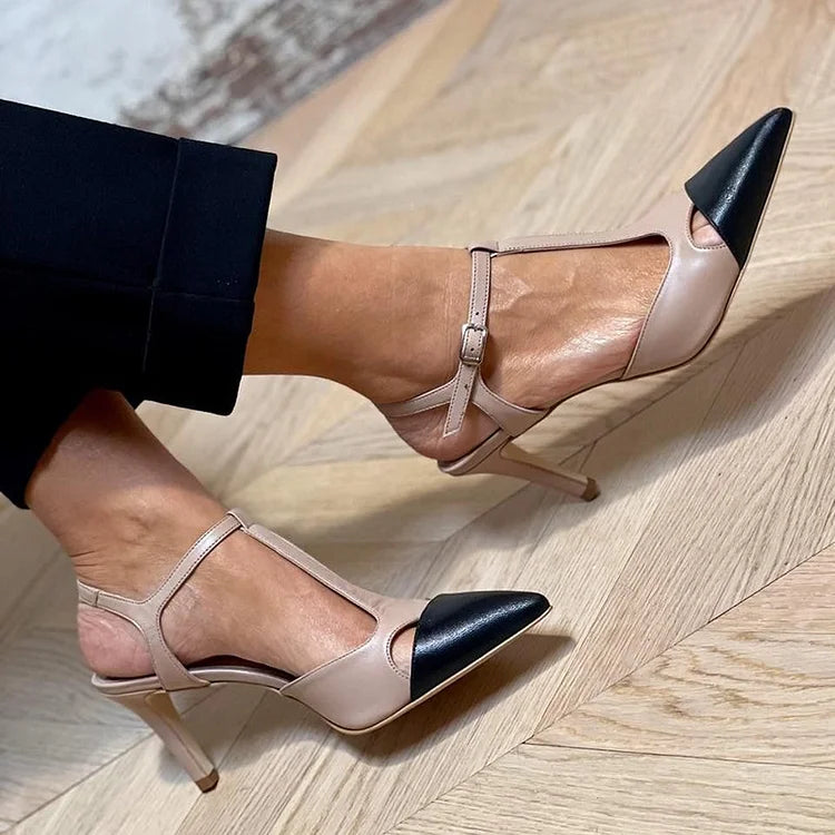 Two-tone pumps with strap