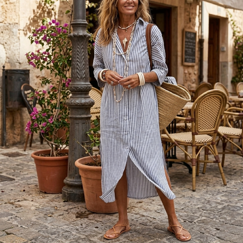 Carla | Airy Striped Shirt Dress